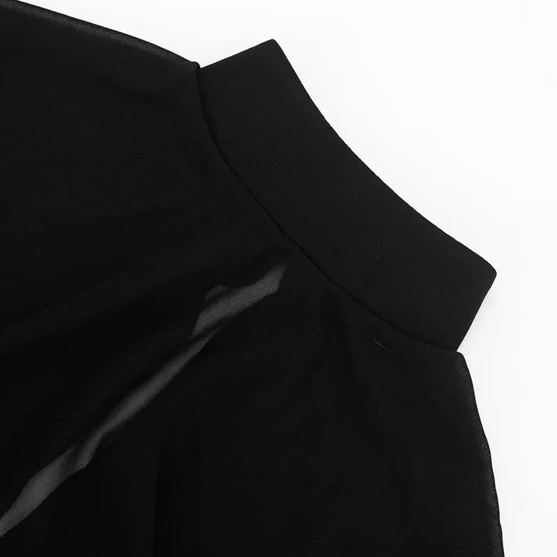 FDYOUI Woman Black Corset with Cover-ups 2-piece Sets Chic Sexy Hollow Out Evening Party Tops Female Blouses Shirts High Street