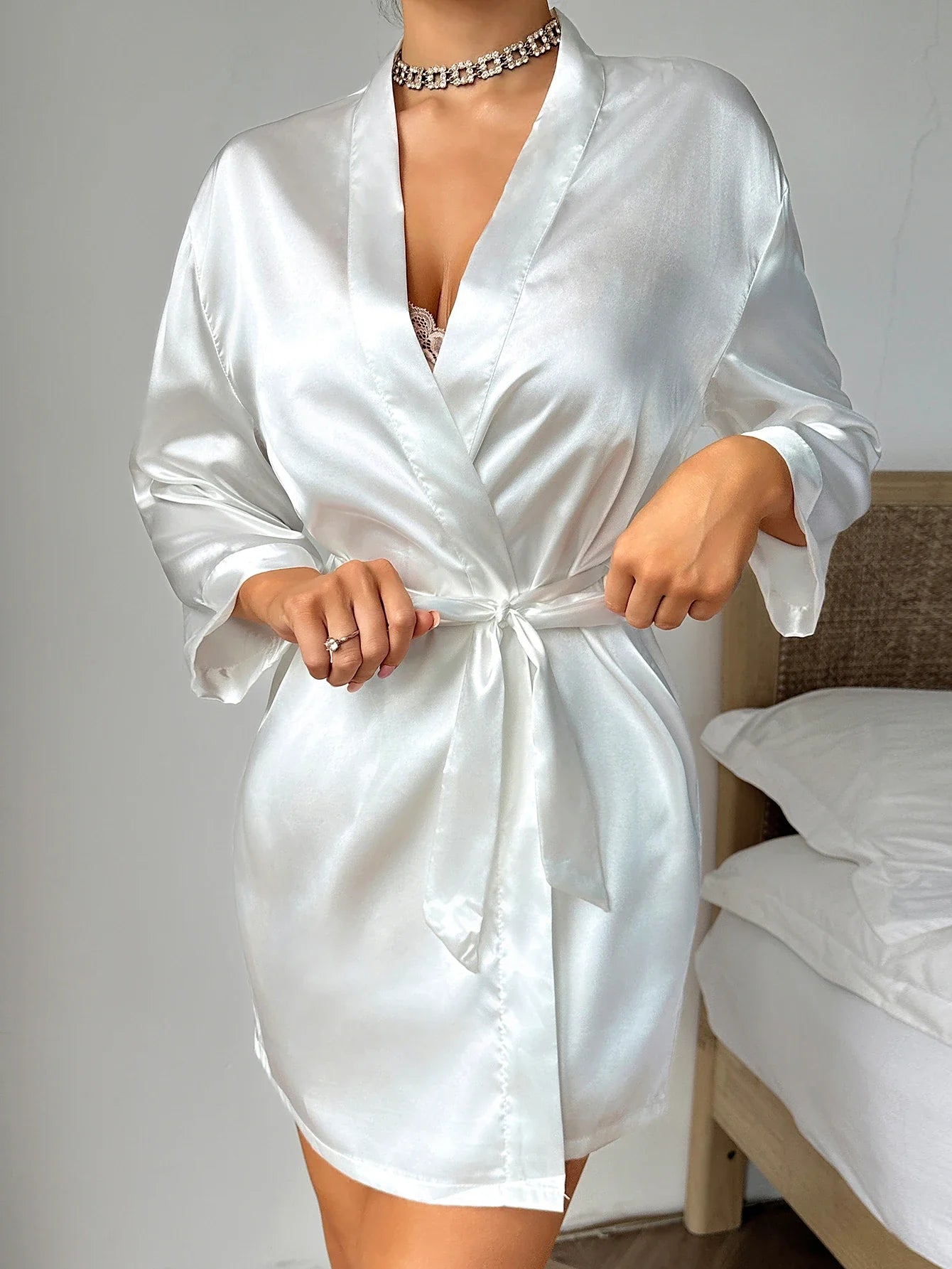 Summer Ladies Nightgown Solid Color Simple Robe Sexy comfortable Women's Pajamas Loungewear