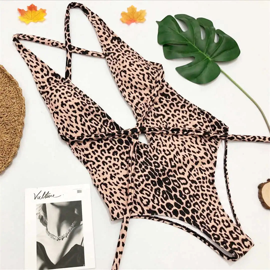 Long Strap Wrap Around Swim Suit For Women Swimwear One Piece Swimsuit Female Bather Snake Print Bathing Suit Beach V852SW