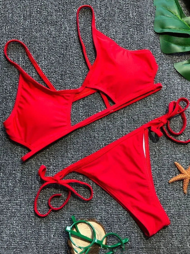 Hollow Out Mini Micro Thong Bikini Women Swimwear Female Swimsuit Two-pieces Bikini Set Brazilian Bather Bathing Suit Swim Lady