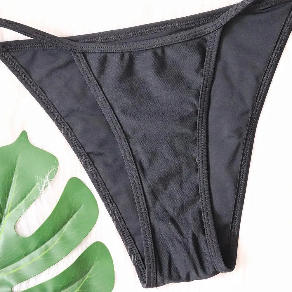 DEKA Women Solid Bandeau Bikini Set Two Pieces Swimsuits Halter Backless Female Beach Bathing Swimming Suits Thong Biquini