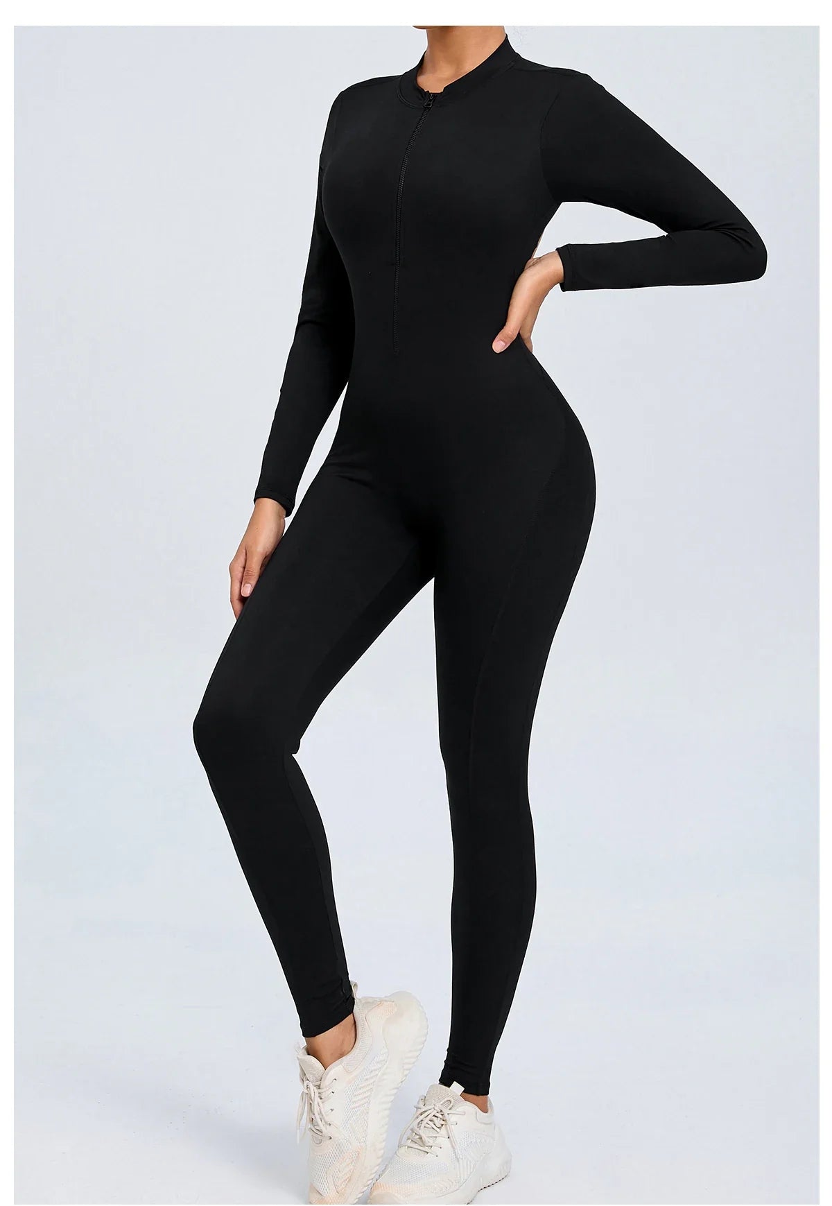 Women Sportwear Yoga Jumpsuit Zip Long Sleeve Back Open Outfit Fitness Tracksuit Tight One-piece Gym Overalls Sports Bodysuit