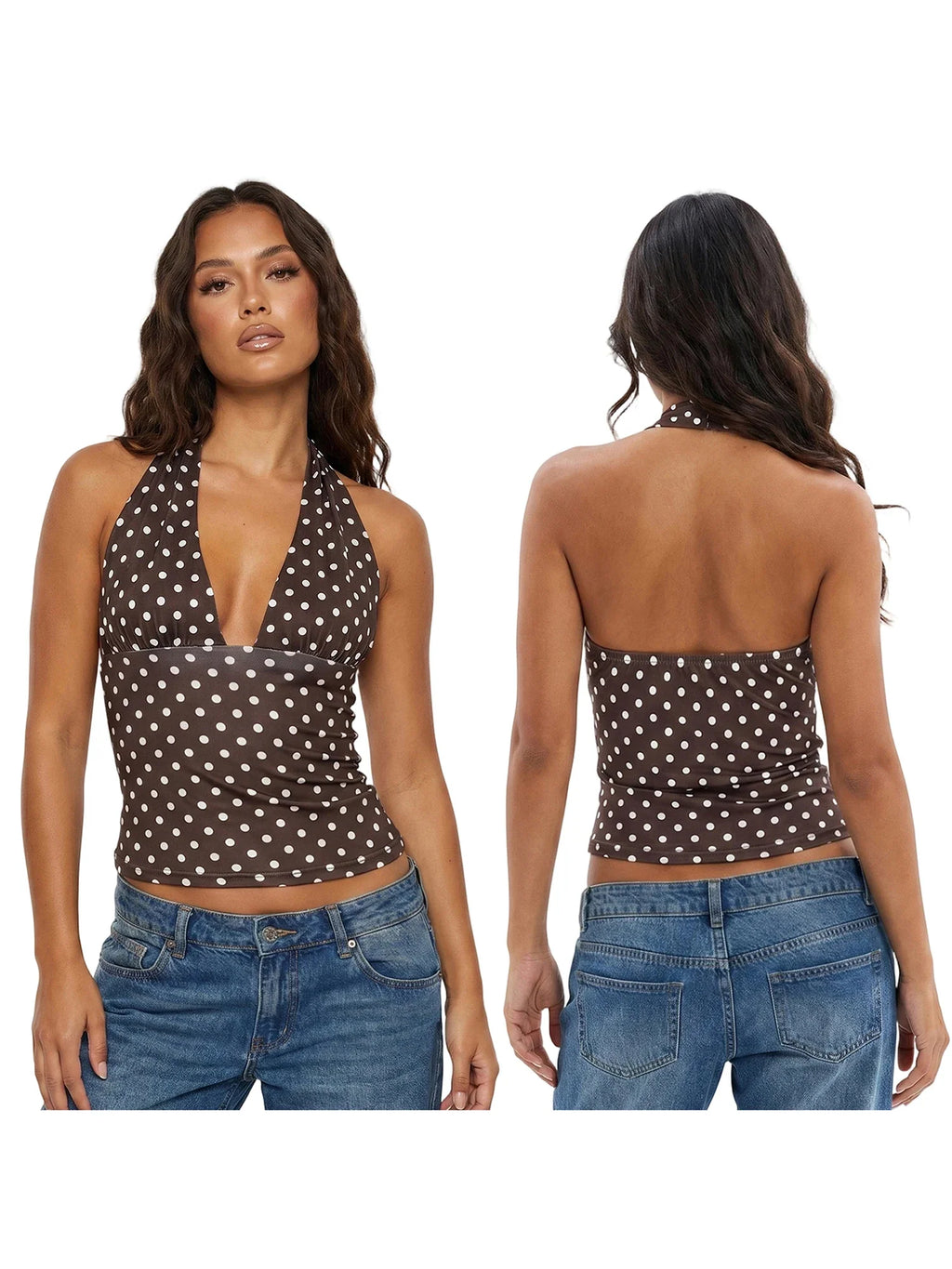 Women's Summer Halter Neck Tops Fashionable Striped Sleeveless Open Back Slim Fit Vest for Party Daily Wear
