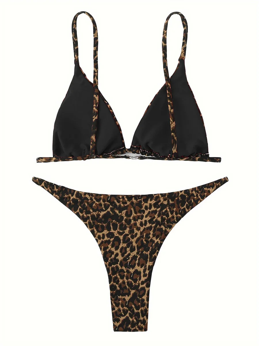 2025 Sexy Leopard Brazilian Bikini Women Swimsuit Female Thong Swimwear Two Pieces Bikini Set Mini Micro Bathing Suit Swim Lady
