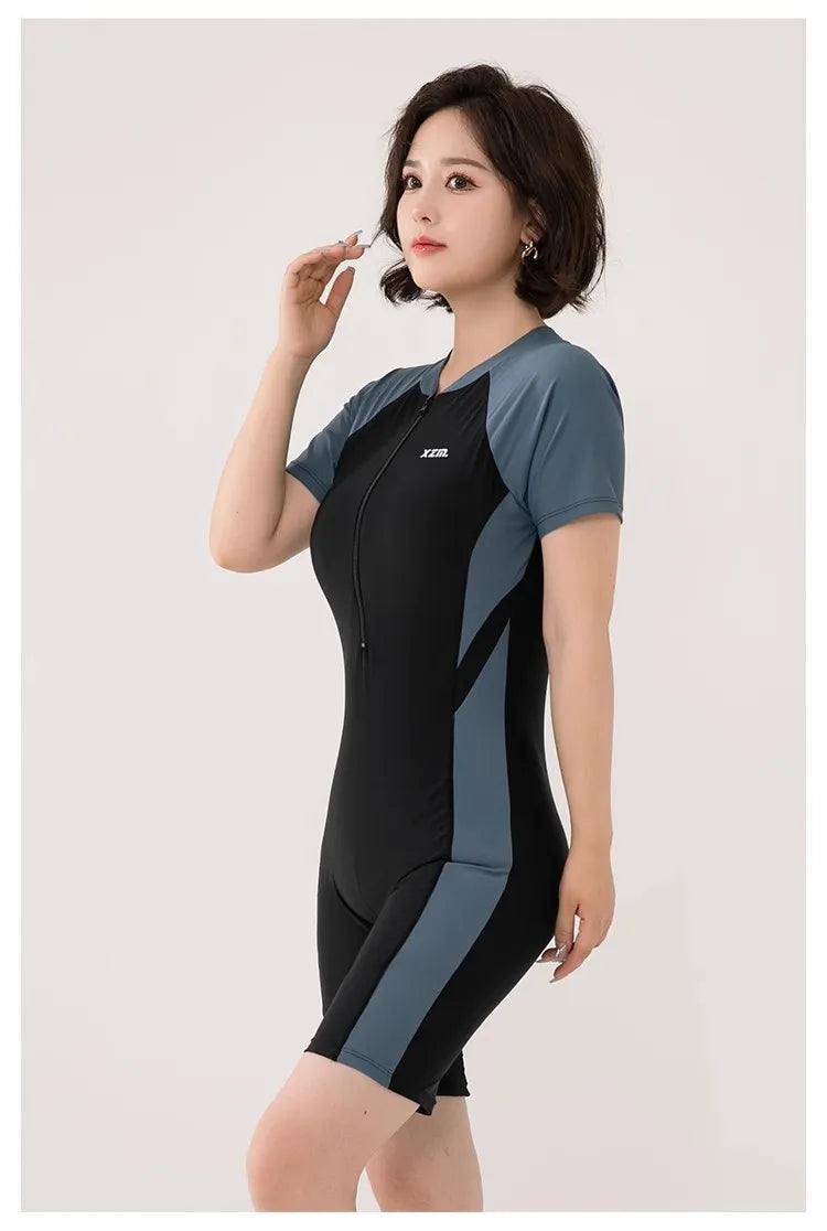 New Women's Flat Angle Professional Racing Cover Belly Slimming Swimming Pool Special Quick Drying Hot Spring One-piece Swimsuit