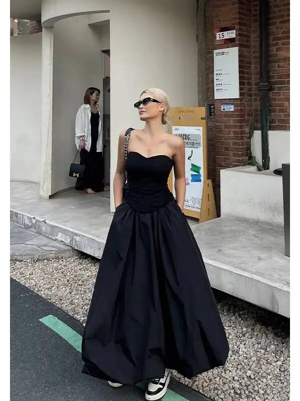 WOMENGAGA New Elastic Waist A-line Half Length Skirt For Women Summer Long Skirt American Girls High Waist Fashion Women A3UB