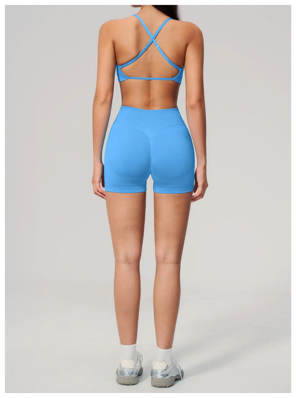 Seamless Yoga Excersize Sets Women Cross Back Sports Bra Tracksuit Workout Clothes High Waist Hip Lifting Shorts Fitness Suits