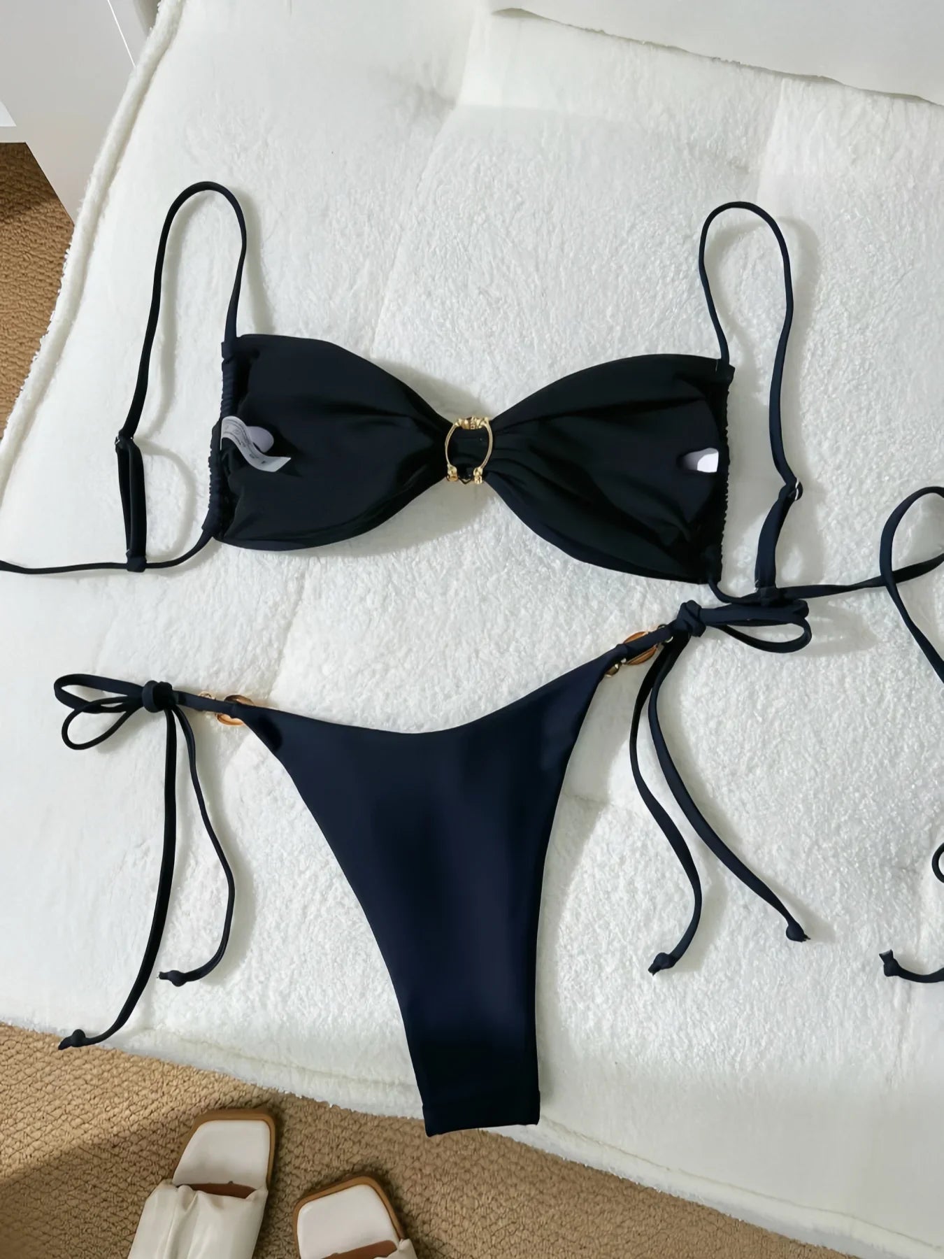 Strappy String Bikinis 2026 Solid Swimwear Female Sexy Shell Swimsuit Women Bathers Bathing Swimming Swim Suit Beachwear
