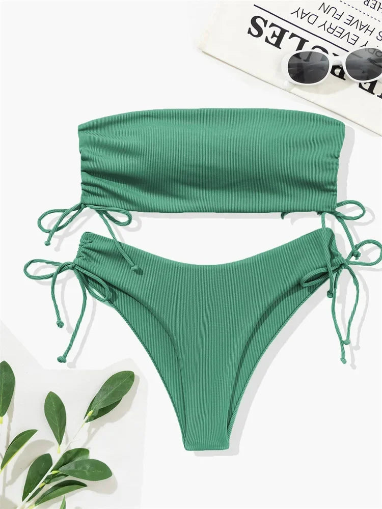 Sexy Bandeau Bikinis 2025 Women Brazilian Swimwear Female Swimsuit Two Pieces Bikini Set Bather Bathing Suits Girls Beach Wear