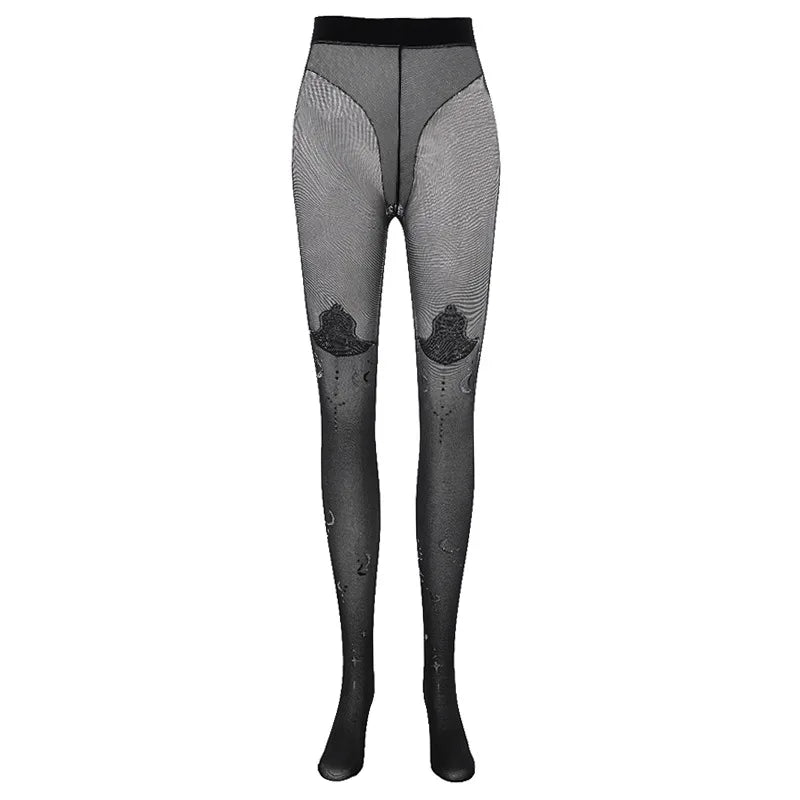 Sexy Lace Long T-Crotch Black Pantyhose Solid Color Transparent Mesh For Woman Smooth Lace Trimmed Pantyhose Charming 0VJQ