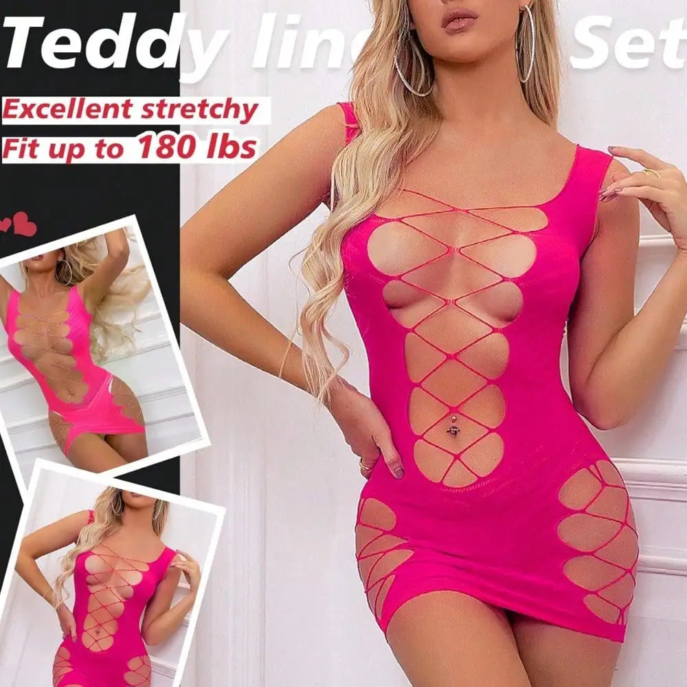 Local ShippingSexy Fishnet Bodysuit Lingerie Set Outfits Erotic Mesh Sheer  Lingerie For Women Naughty