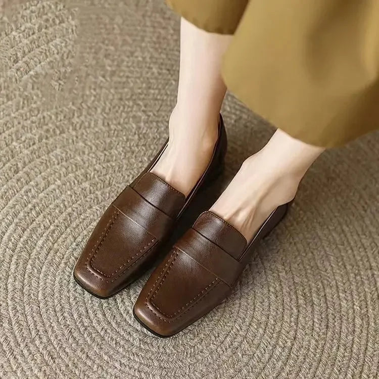 Style Spring Autumn Versatile British Style Flat Shoes Women's Vintage Leather Pumps High Heel Shoes Summer Season 2026