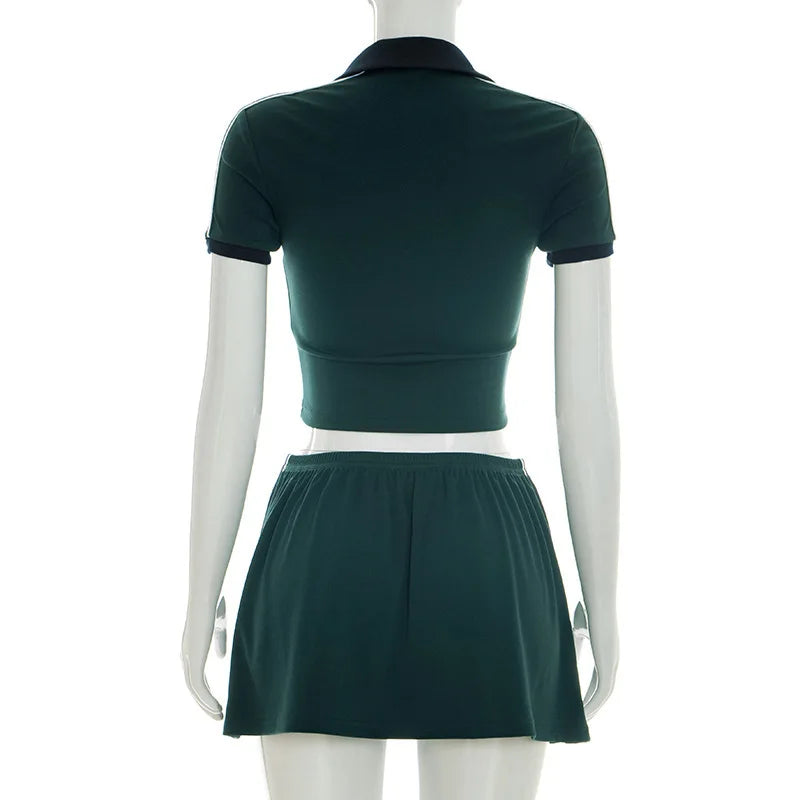 Women's suit sports casual short-sleeved polo shirt and skirt two-piece suit