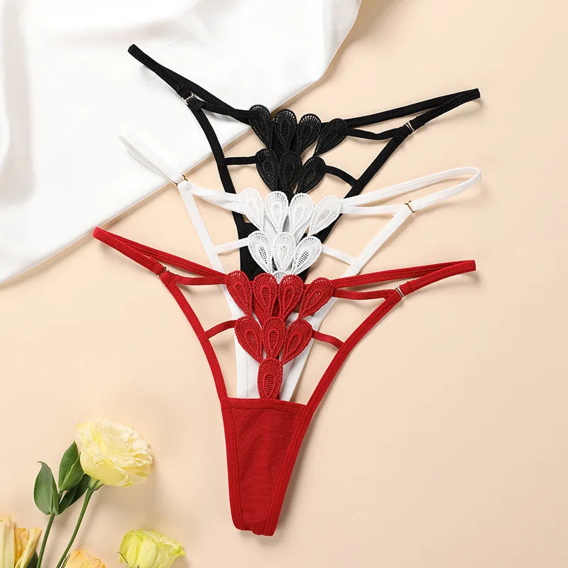Sexy Thong Lace Panties Women Briefs Girls G String Hollow Out Transparent Underwear Female Thin Low Waist Lingerie Size S-XL