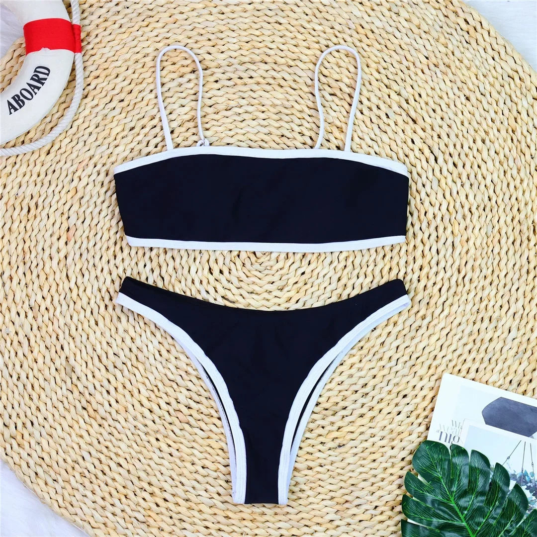 Sexy High Cut Leg Brazilian Bikini Women Swimwear Female Swimsuit Two-Pieces Bikini Set Padded Bather Bathing Suit Swim V8316