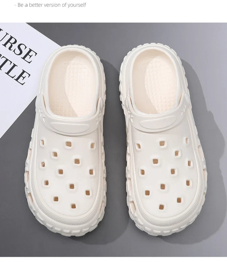 Men Summer Slippers Close Toe Leisure Clogs Soft EVA Anti-slip 2 Way Wear Shoes Couples Indoor Beach Slides Street Sandals