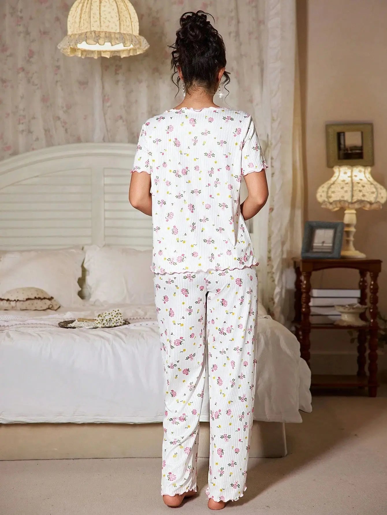 Women's Sleepwear New Loose Pajamas Floral Short-sleeved Trousers Loungewear Casual Wear Two-piece Set Pijamas Pyjamas Women