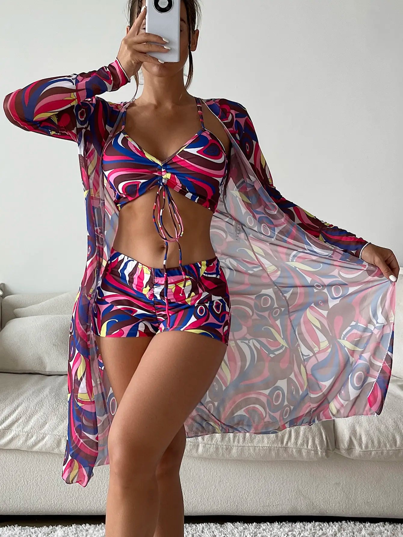 Sexy Print Bikini 2026 Women High Waist Swimsuit Cover Up Swimwear Female Lady Bathing Suit Swimming Summer Beachwear