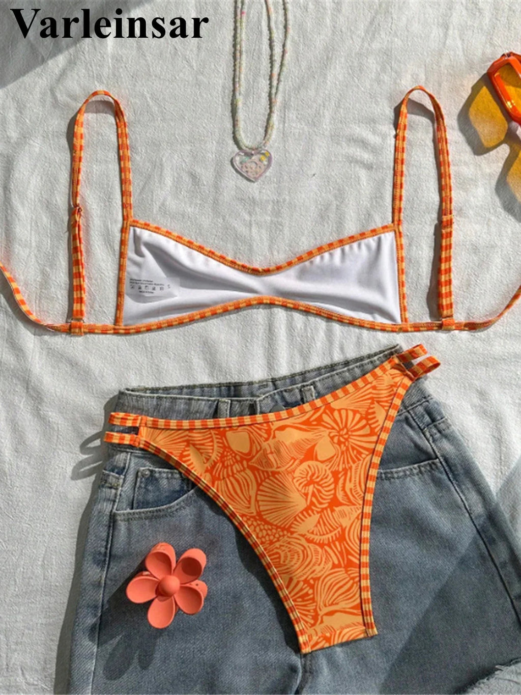 S - XL Printed Bikini Female Swimsuit Women Swimwear Two-Pieces Bikini Set High Cut Leg Brazilian Bather Bathing Suit Swim V8148