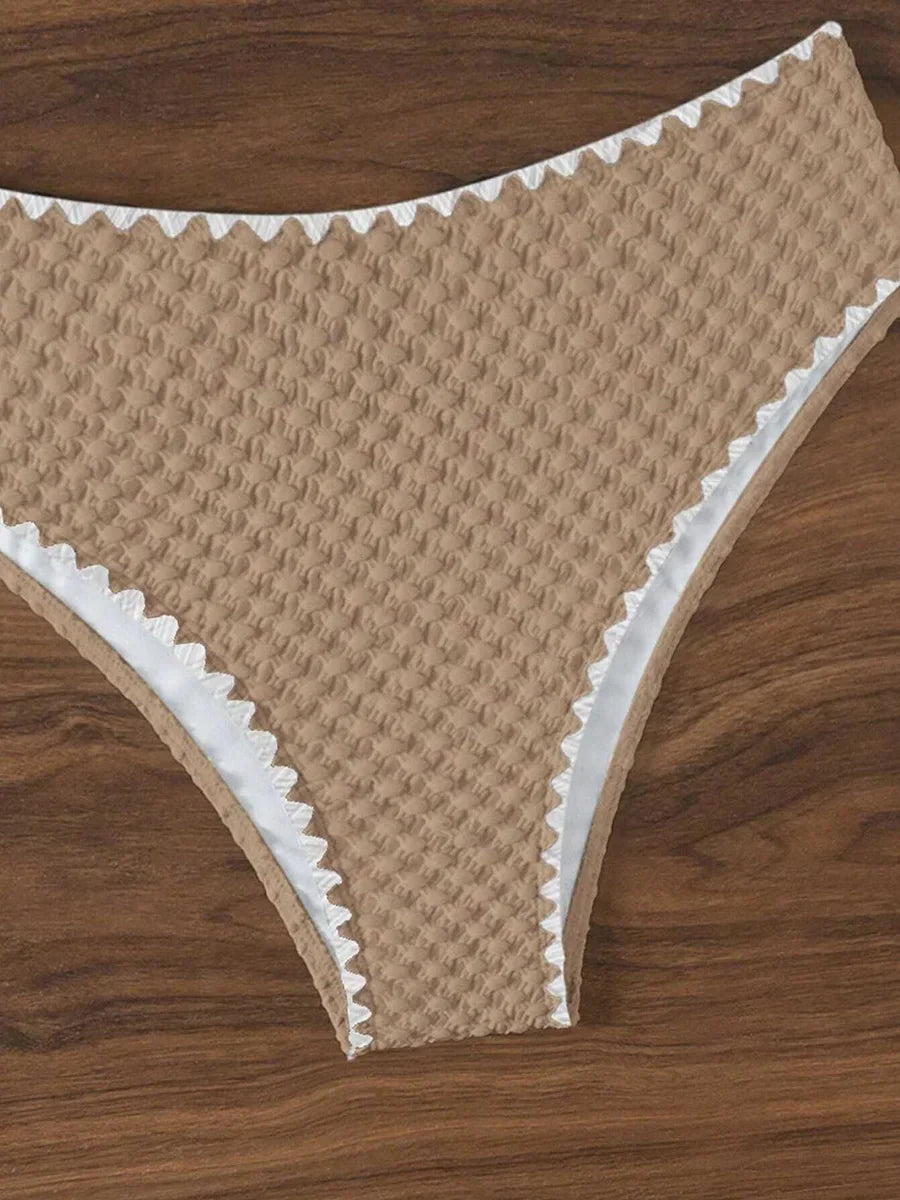 XS - L Wrinkled Strappy Bandeau High Waist Bikini Female Swimsuit Women Swimwear Two-pieces Bikini Set Bather Bathing Suit Swim