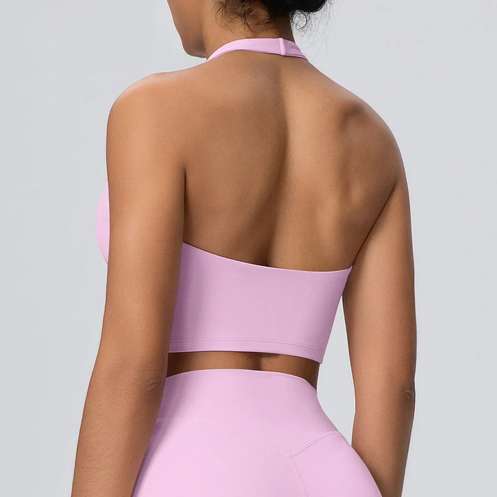 Sexy Gym Women's Sports Bra Breathable Hanging Neck Backless Sports Bra Women's Comfortable Exercise Pilates Training Yoga Top