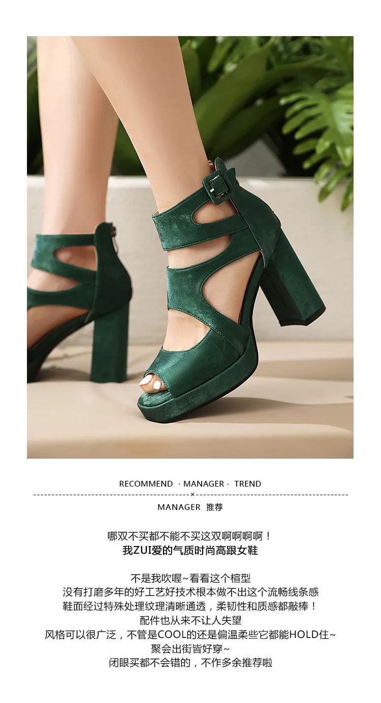 Summer Sexy Gladiator Women Sandals Designer Peep Toe Hollow Out High Heels Platform Party Ladies Shoes Zipper Sandales Femmes