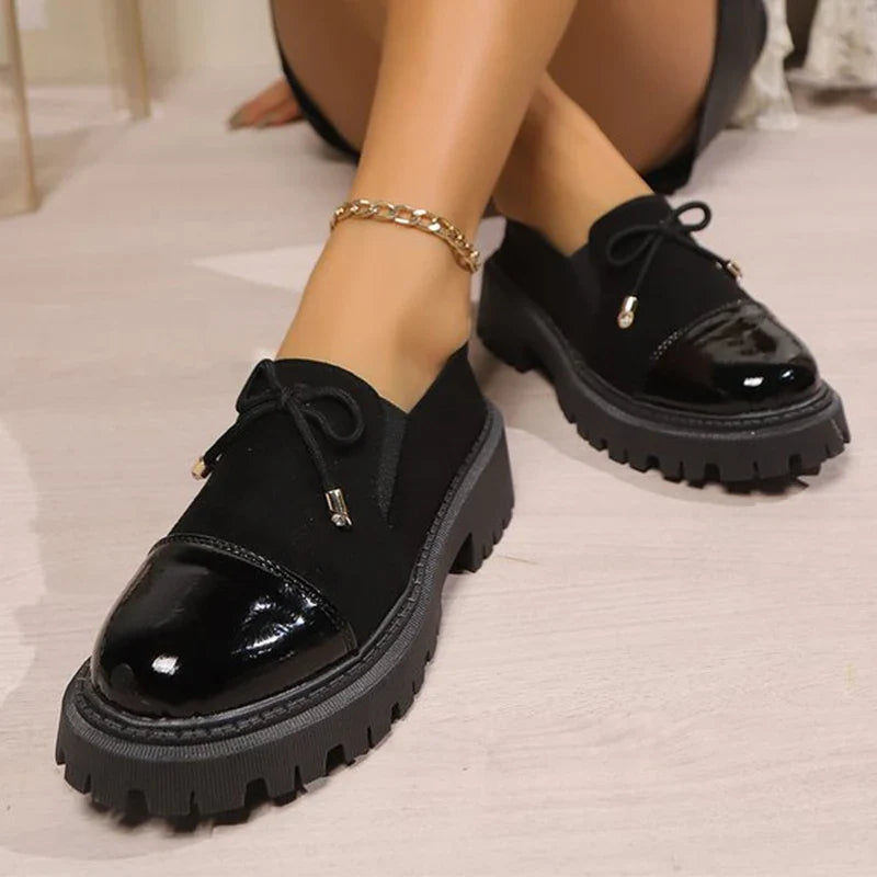 All Match Retro Leopard Loafers Shoes Women Spring Autumn Faux Suede Platform Mid Heel Pumps Woman Round Toe Casual Shoes Mejur
