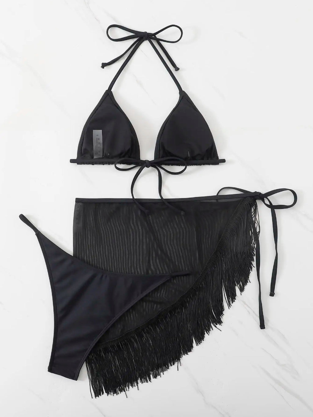 3 Pieces Triangle String Bikini 2026 Women & Tassel Beach Skirt Swimwear Female Sexy Swimsuit Beachwear Bathing Swimming Suit