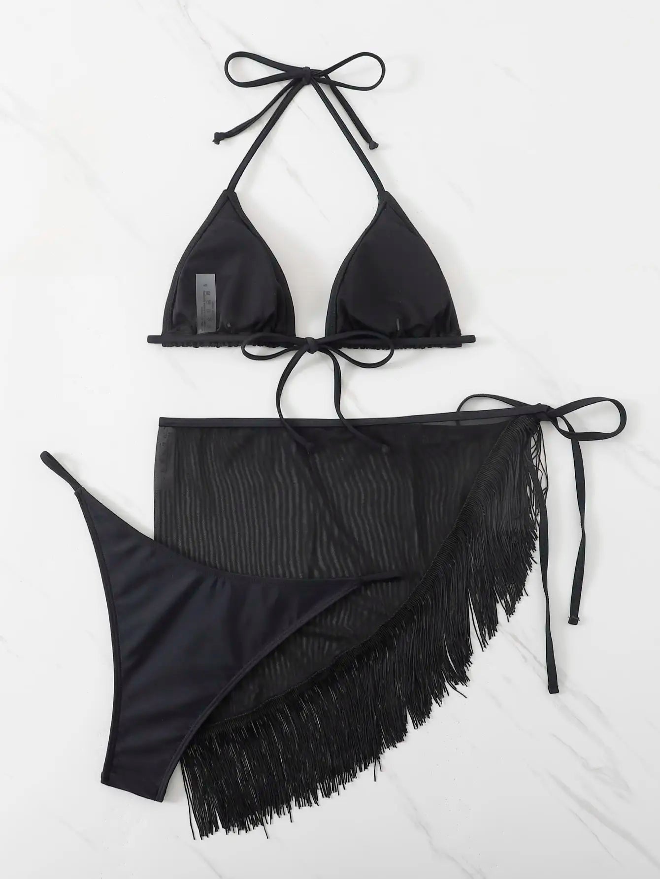 3 Pieces Triangle String Bikini 2026 Women & Tassel Beach Skirt Swimwear Female Sexy Swimsuit Beachwear Bathing Swimming Suit