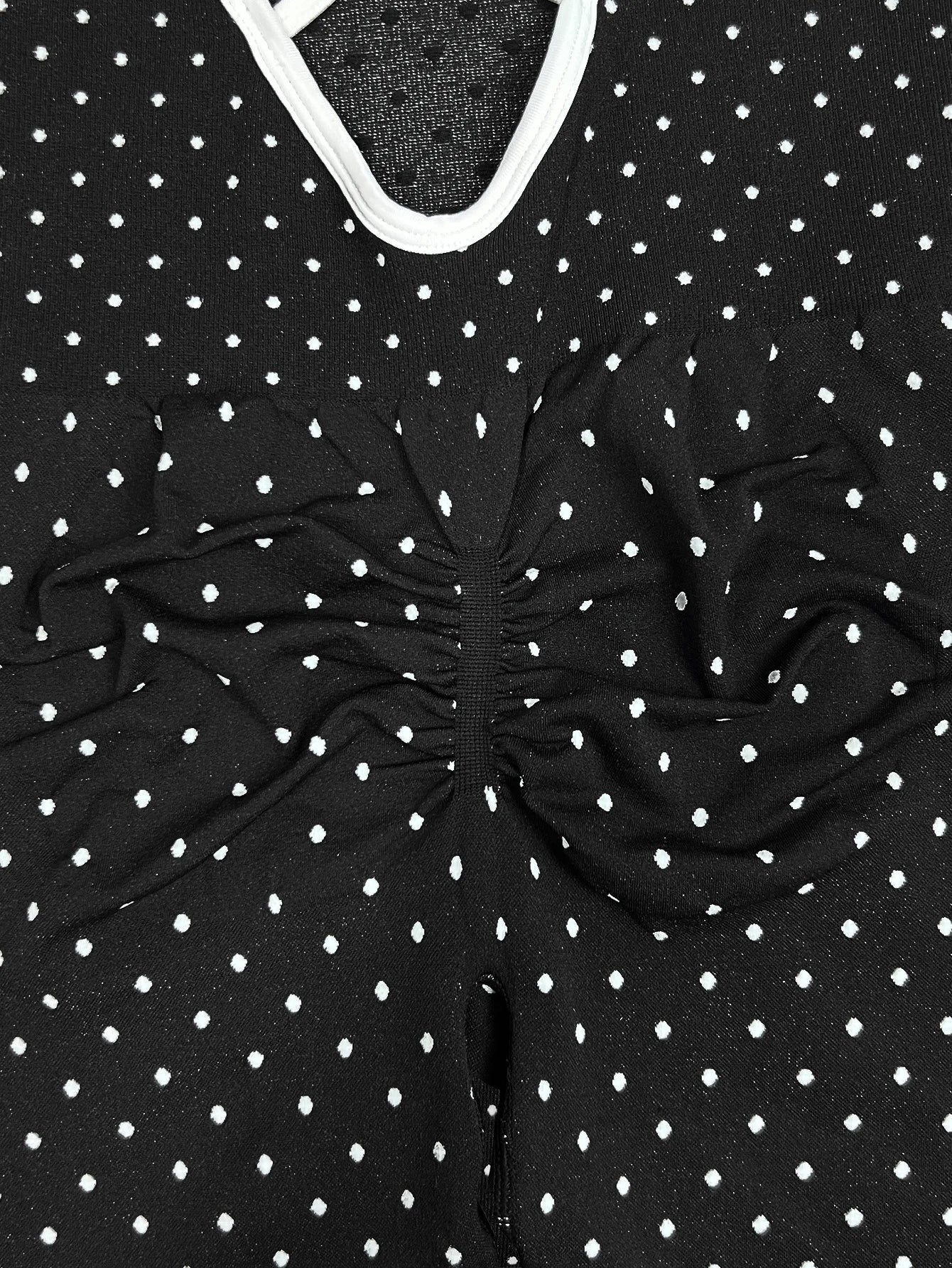 Sexy Black Polka Dot Print Patchwork Yoga Jumpsuit Women Sleeveless Hollow Out Backless Cross Fitness Sports One Piece Suits