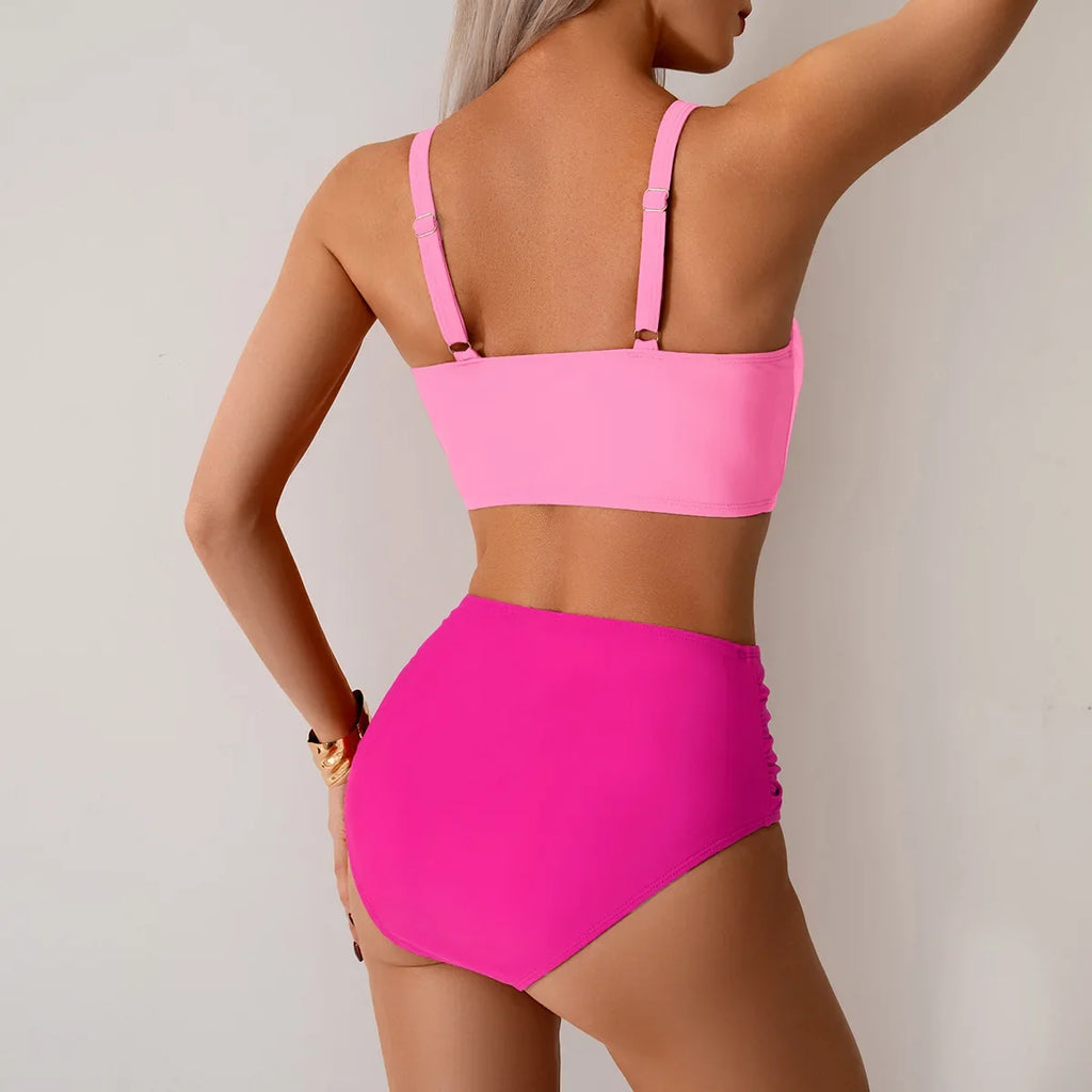2026 Sexy Black Two Piece Swimsuit Women Solid Push Up Padded Bikini Set Beachwear Summer Swimwear High Cut Bathing Suit Biquini