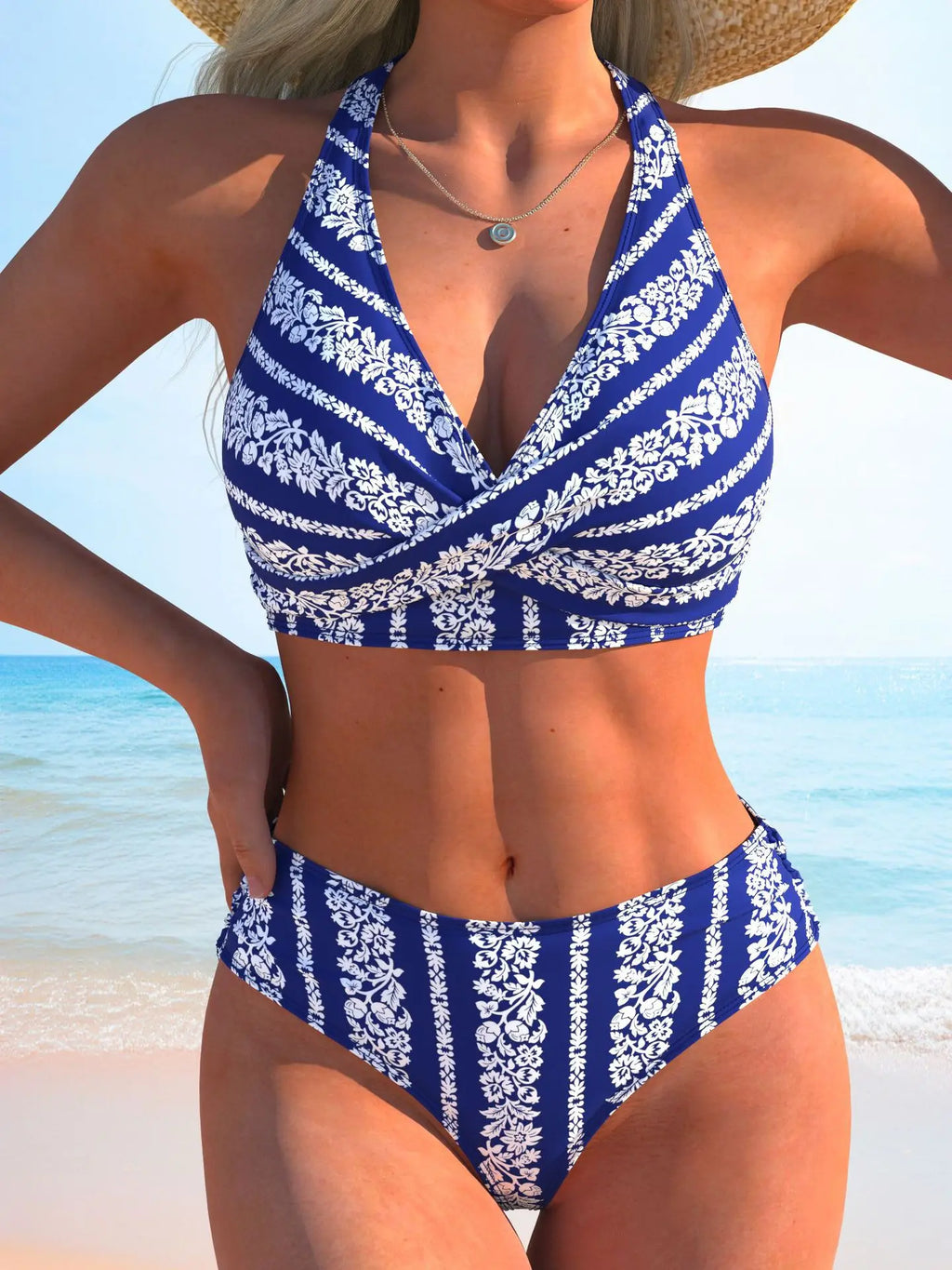 Sexy Black Striped Patchwork Bikini Set Women V Neck Cross Push Up Bra High Waist Swimsuit Bathing Suit Holiday Swimwear 2026