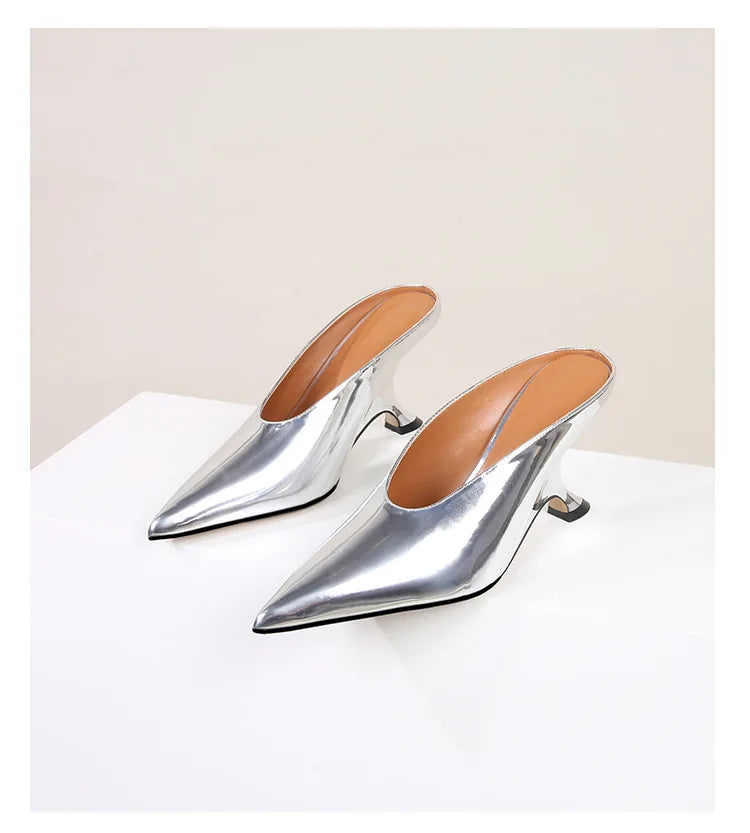 Design Fashion Platform Wedges High Heels Mule Women Slippers Concise Shallow Pointed Toe Party Dress Ladies Shoes 2026