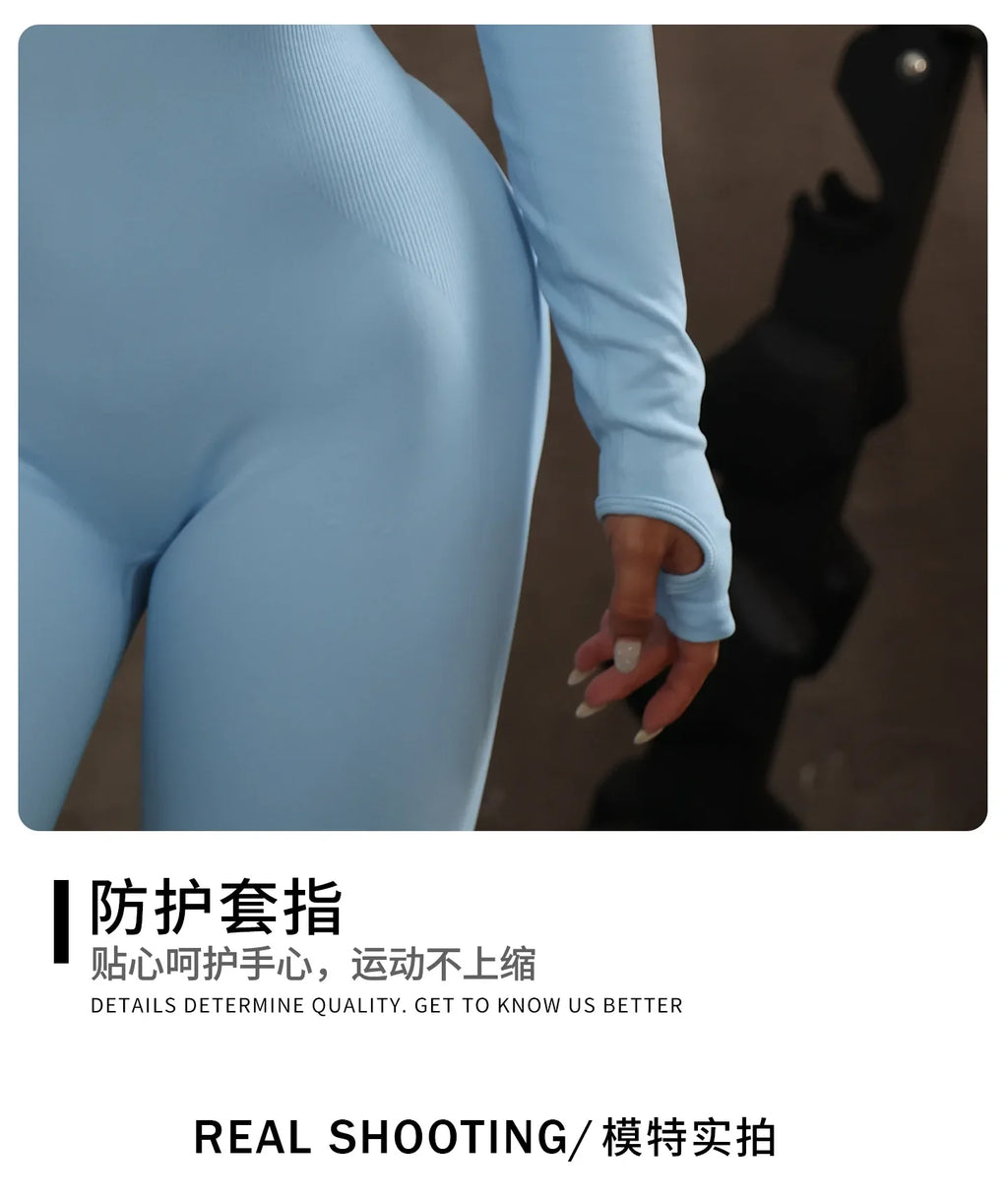 High Elasticity One-Piece Fitness Bodysuit Seamless Yoga Training Suit Butt-Lifting Zipper Design for Women's Active Wear