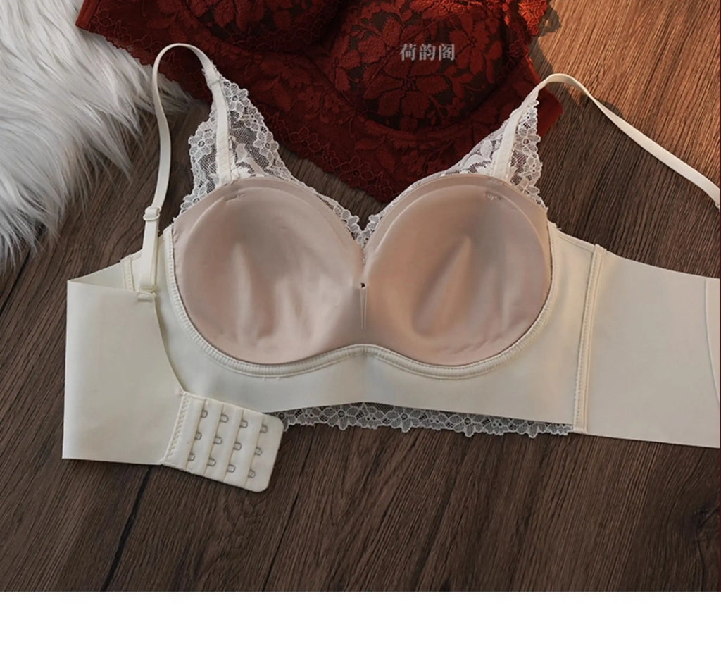 Tight Fit French Lace Bra for Small Bust - Comfort Lift Anti Sagging, Sexy Lace Back & Thin Strap Lingerie MOYISU Sexy Bras AB