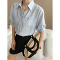 Turn-Down Collar Loose Short-Sleeve Shirt Women White Short Sleeve Shirt Chest Pocket V Neck Button Casual Summer Blouse H9EH
