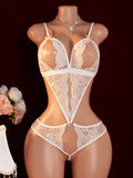 Libertinage Bandage Sexy Lingerie Women Lace Hollow Bodysuit Erotic Pajamas Teddy Babydoll Dress Open Crotch Porn Underwear Set