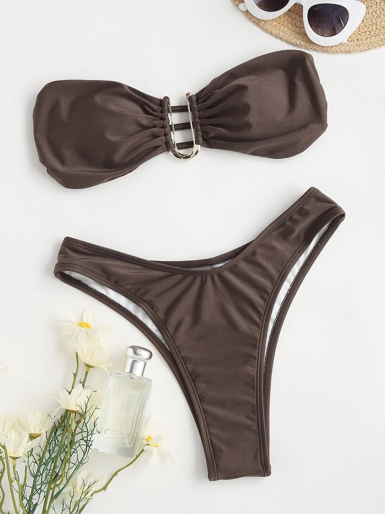 Women Bikini Sets Two Pieces Swimsuit Female Metal High Waist Sexy Bikini Bathing Suit Monokini Swimwear Women Biquini Bakini
