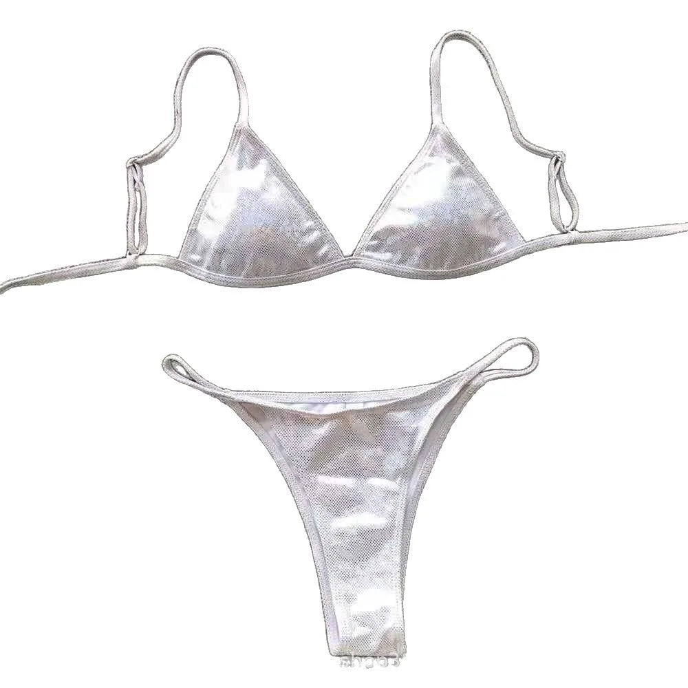 New Split Swimsuit Hot Sexy Women's Triangle Bikini Bathing Suit Fashion Thong Beachwear Female Solid Push Up Swimwear