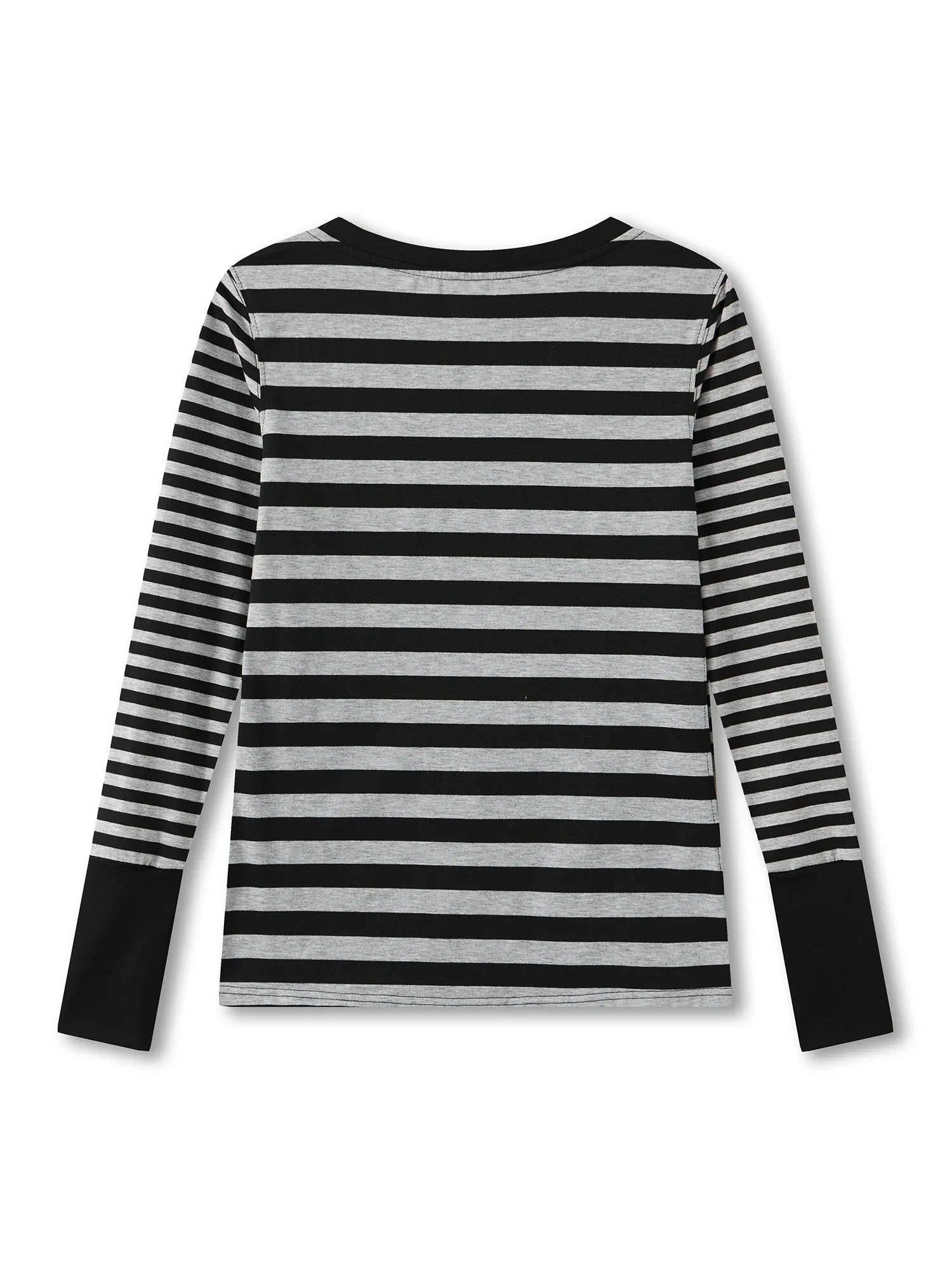 Women Striped Print Long Sleeve Tops Fitted Round Neck Fall T-shirts Casual Streetwear for Daily Office Party