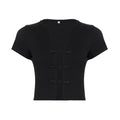 Sexy hot girl solid color short-sleeved T-shirt round neck slim basic versatile top