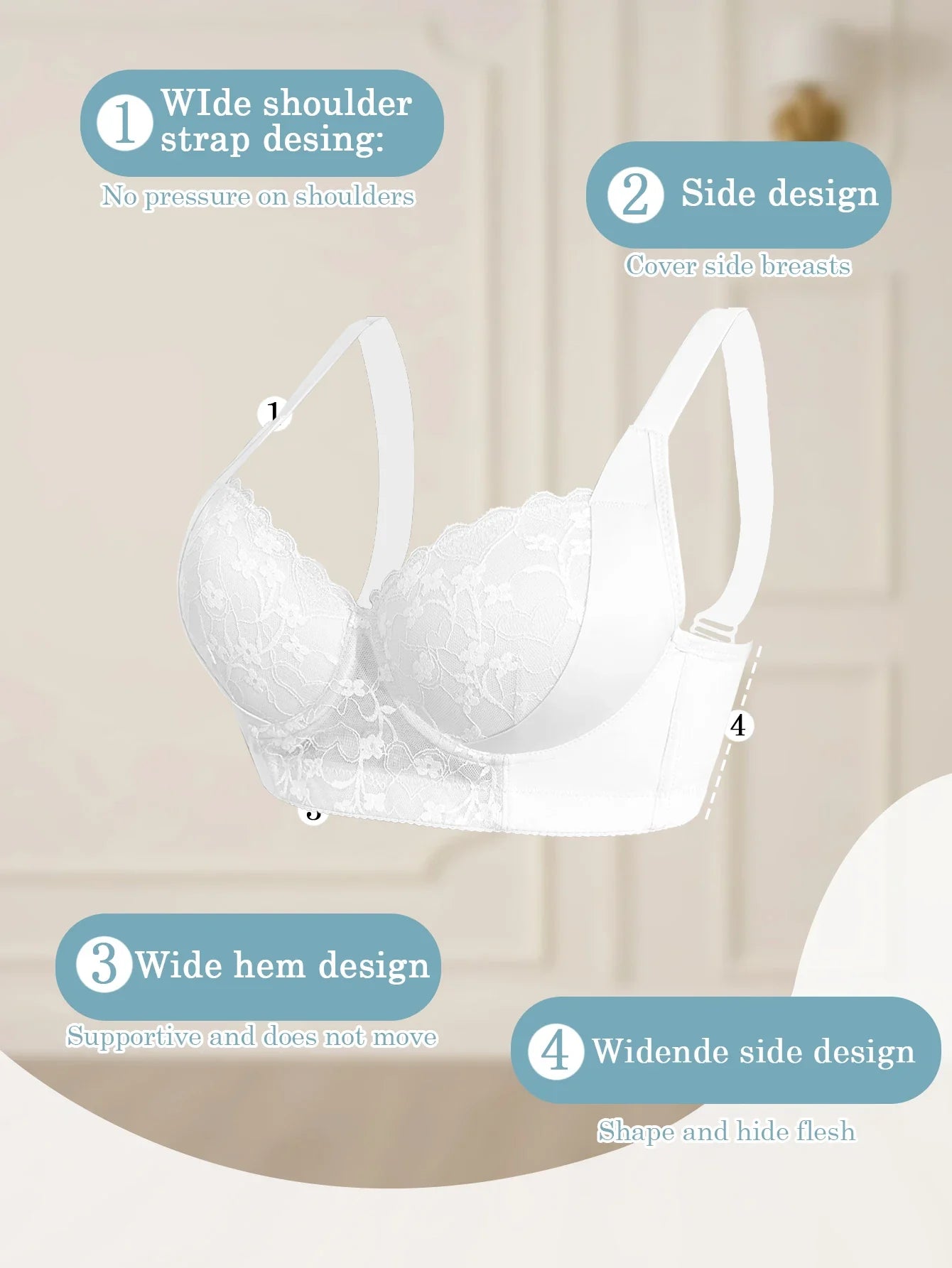 Women's a B C D Cup Lace-Trimmed, Side-Breast-Enhancing, Skin-Fitting Shaping Bra with Underwire, Minimizer Sports Breathable and Comfortable Bra