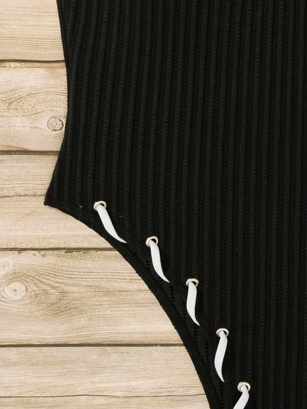V Neck Wrinkled Ribbed Cross Backless One Piece Swimsuit Women Swimwear Female High Leg Cut Monokini Bather Bathing Suit Swim