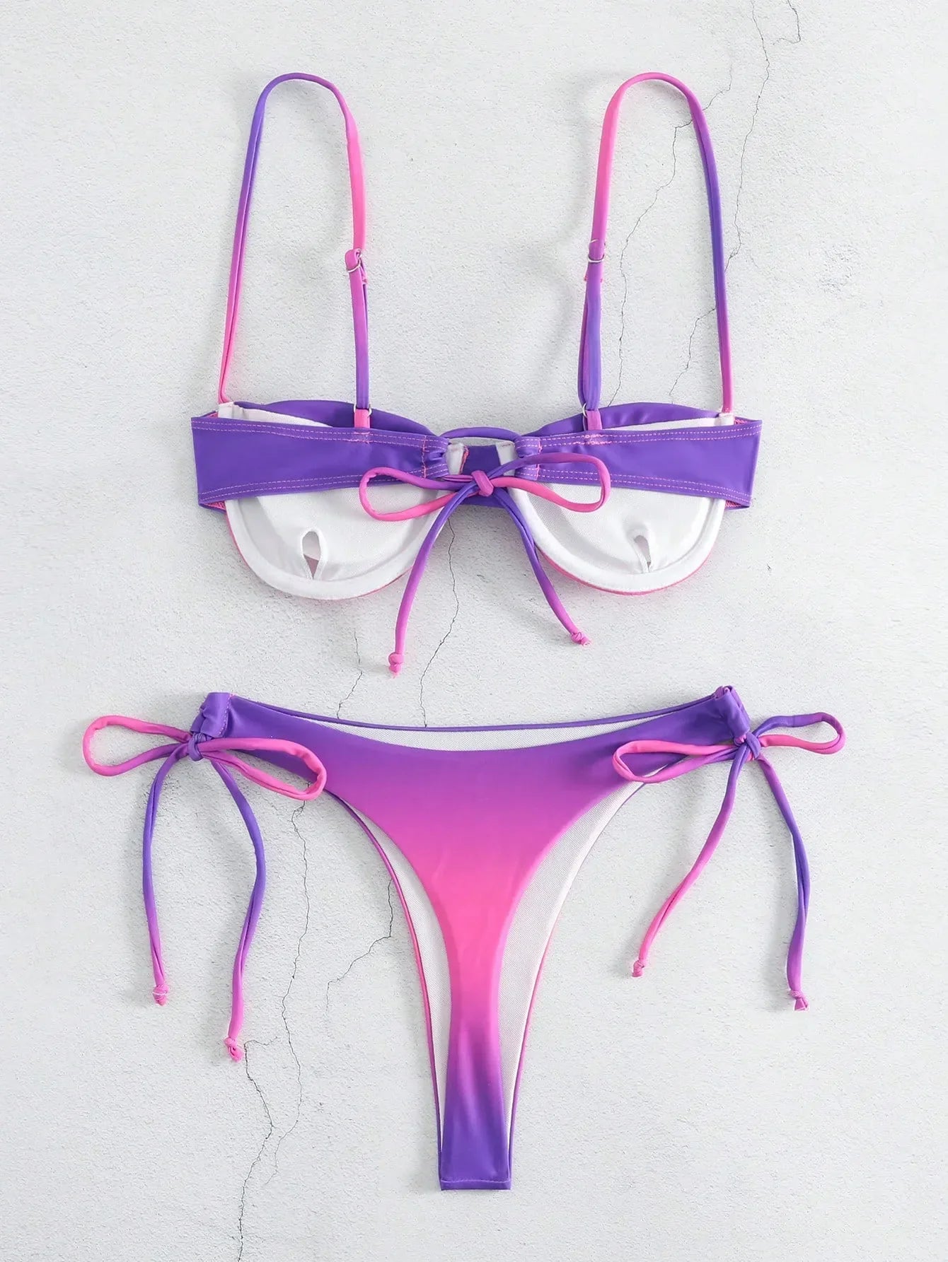 Underwired Gradient High Cut Bikini Female Swimsuit Women Swimwear Two-pieces Bikini Set Micro Thong Bathing Suit Swim Beachwear