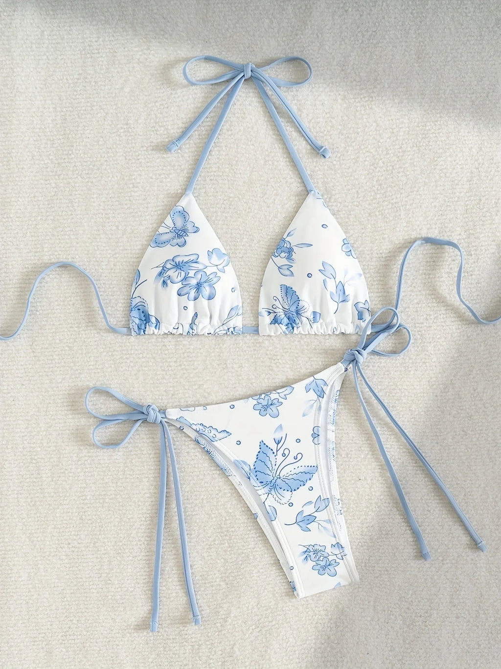 ZTVitality Sexy Triangle Tie Side Bikini Swimsuit 2025 New Arrival Biquini Print Push Up Bandage Halter Swimwear Summer Women