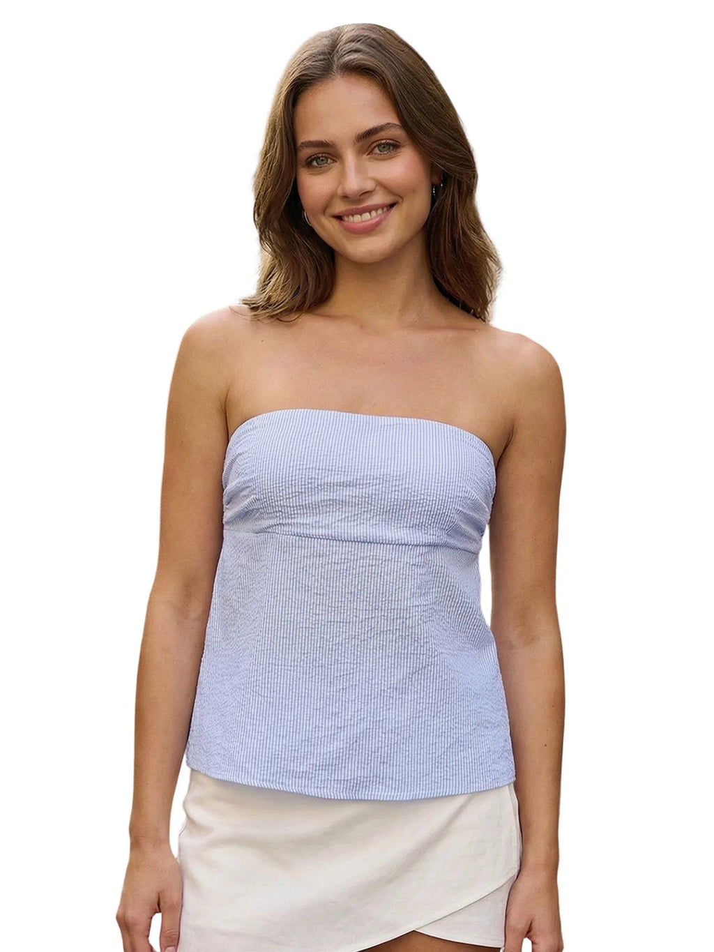 Women's Summer Strapless Vest Stylish Striped Sleeveless Open Back Tube Tops for Party Date Night Wear