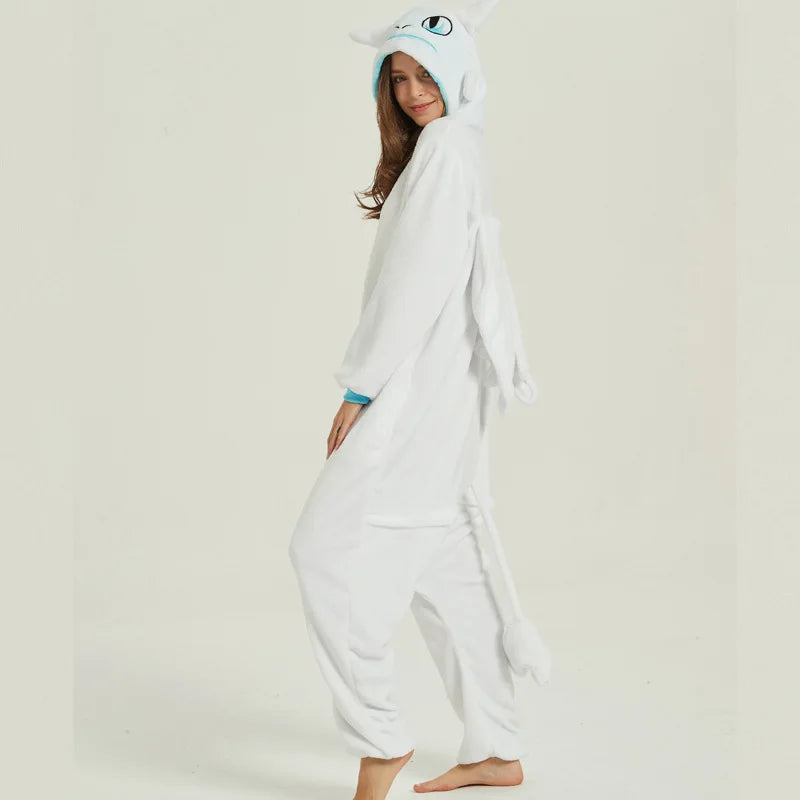 New Toothless Dragon Animal Unisex Adult Kigurumi Unicorn Onesie Pajamas Cartoon Halloween Family Party Costumes Jumpsuits