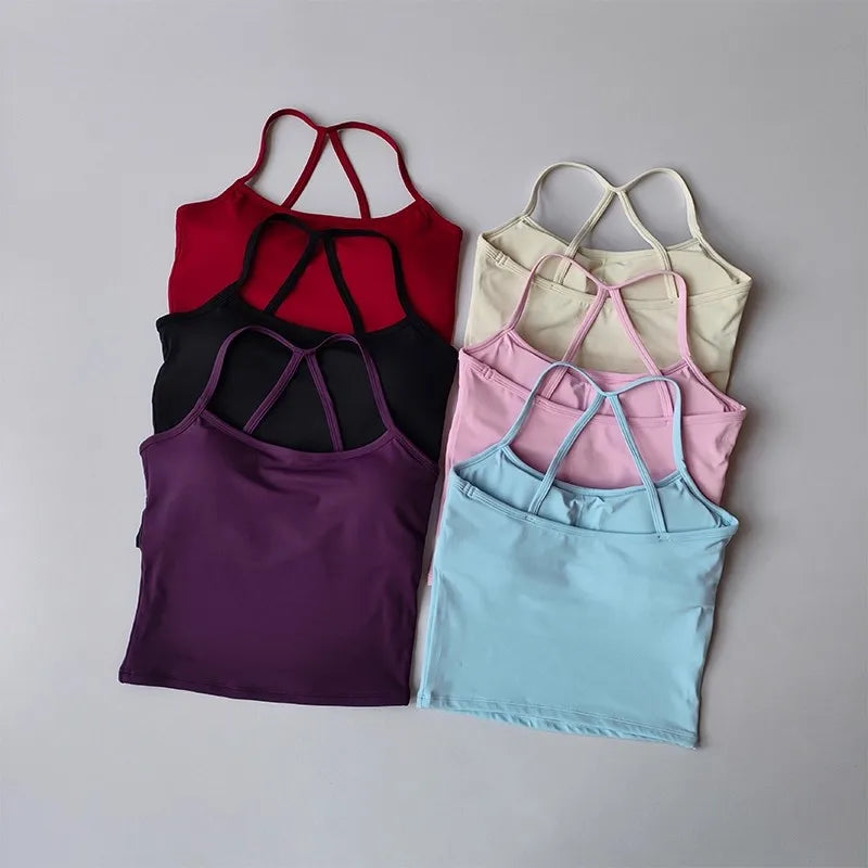 Women's Slim Fit Yoga Fitness Vest Skin Friendly Nude Sports Bra Pilates Top Beautiful Back Design Suspension Yoga Sports Bra