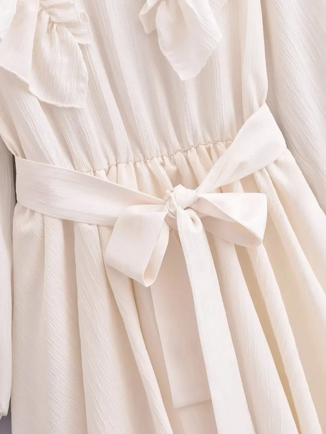 Foridol Ruffles Tierred Beige Lantern Sleeve Women's Dress Spring Summer O Neck Casual Short Vestidos A-line Beach Dress 2025