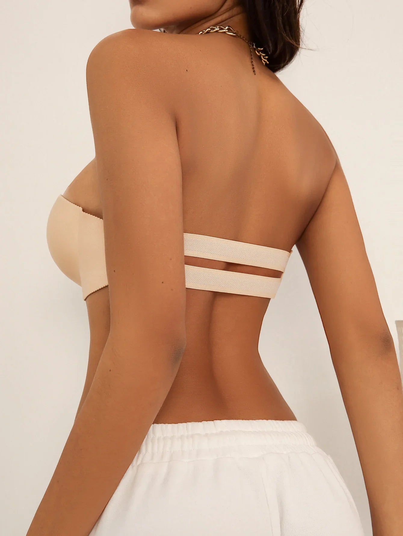 Women's Strapless solid Color underwear With anti Slip Invisible Strap Beautiful Back Bra Sexy Pull up Brassiere 6834